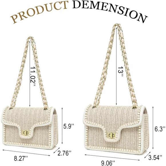 Straw Crossbody Bag Women Pearl Summer Beach Purse Elegant Boho Woven - Picture 3 of 7